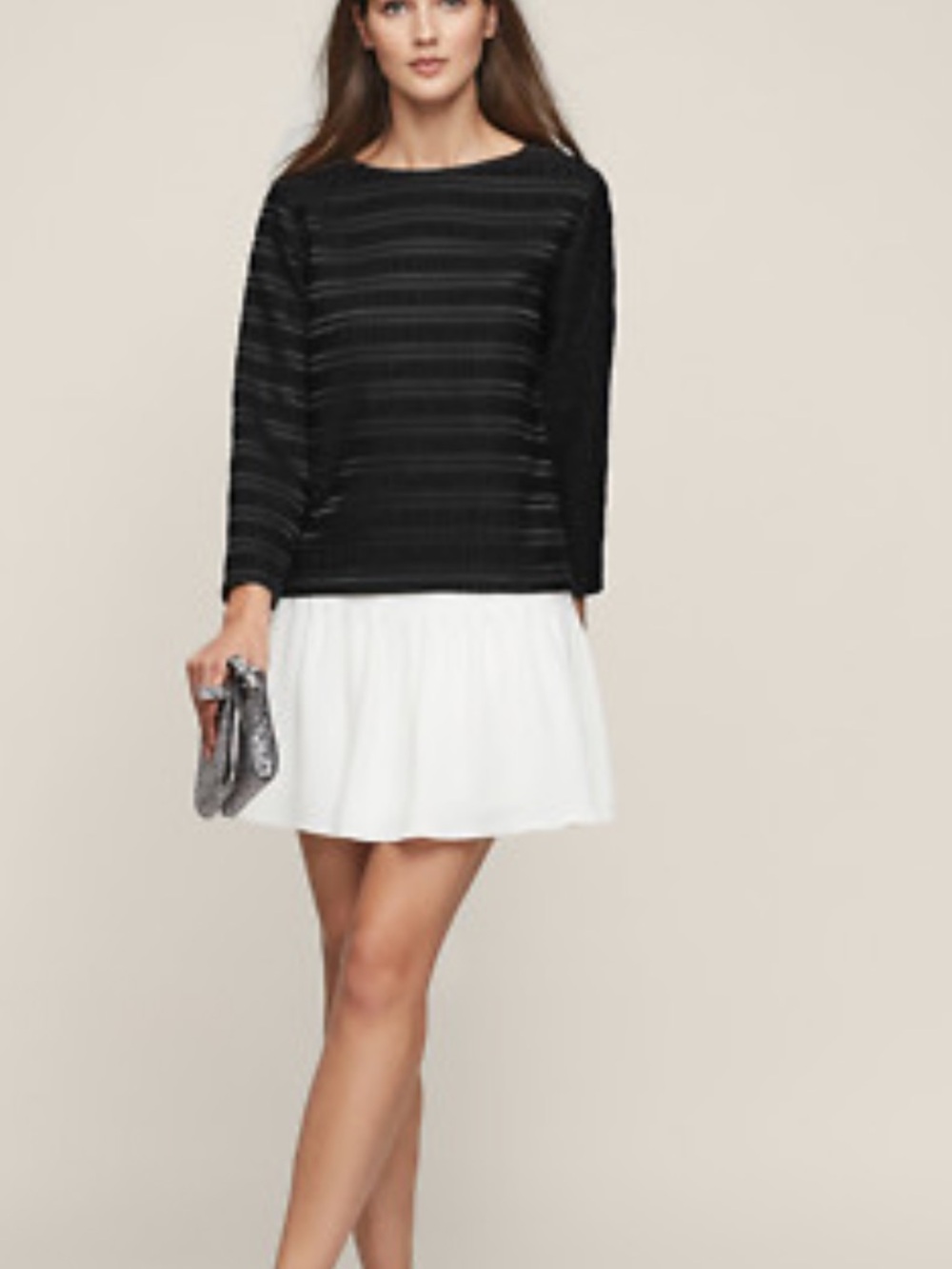 Reiss Mandy Textured Long-Sleeve Top XS